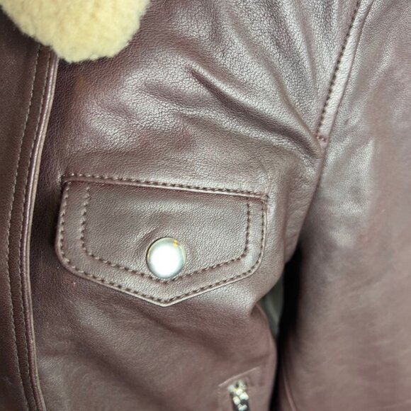 Madewell $625 Sherpa-Collar Asymmetric Zip-Front Jacket in Leather Size S NS382 - Picture 4 of 14